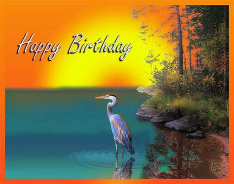 Birthday Heron On The Lake. Free Happy Birthday eCards, Greeting Cards ...