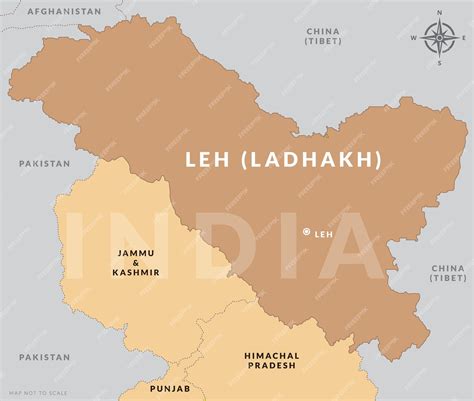 Premium Vector | Union territory of ladakh india with capital city leh hand drawn map