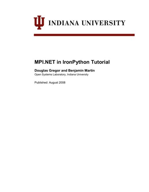 MPI.NET Tutorial in Python - Open Systems Laboratory