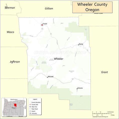 Map of Wheeler County, Oregon - Where is Located, Cities, Population ...