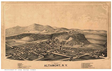 Altamont, New York 1889 Bird's Eye View - Old Map Reprint - OLD MAPS