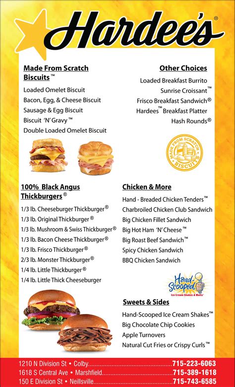 Hardees | Fast Food | Menu | Restaurant Marshfield WI