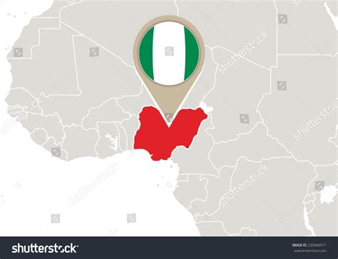 Africa Highlighted Nigeria Map Flag Stock Vector (Royalty Free ...