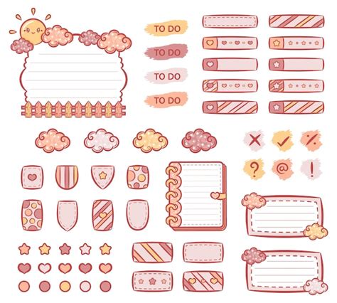 Premium Vector | Collection of digital printable frame notes with planners sticker and sticky ...