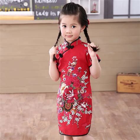 Children Kid Baby Girl Chinese Print Cheongsam Dress Children Cotton ...