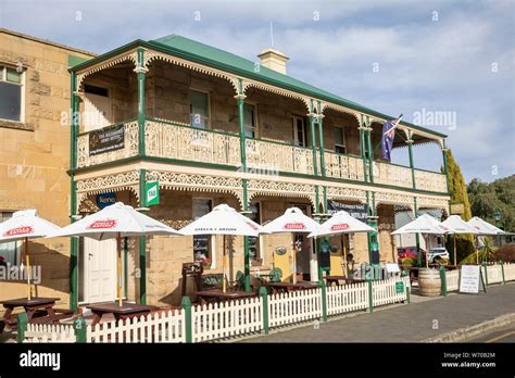 Historic Australian pub, the Richmond Arms Hotel in the village of ...