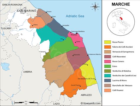 Italy Map of Vineyards Wine Regions