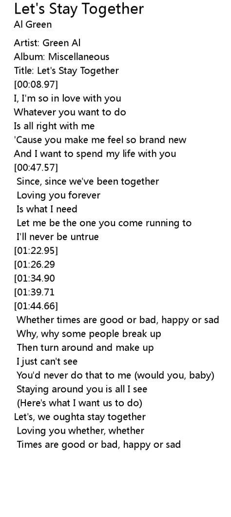 Let's Stay Together Lyrics - Follow Lyrics