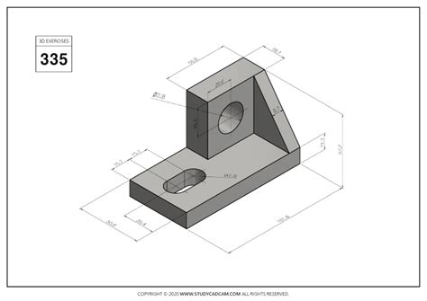 3D CAD EXERCISES 335 - STUDYCADCAM | Autocad drawing, Isometric drawing, Technical drawing