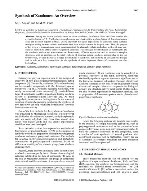 Synthesis of Xanthones An Overview - Current Medicinal Chemistry, 2005 ...