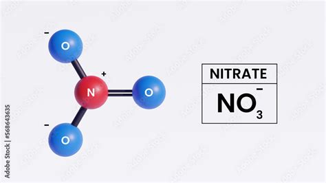 Nitrate anion molecule (no3-). Chemical formula and structure. 3d illustration design. Stock ...