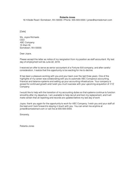 Formal Resignation Letter Template Sample - PDF, Word