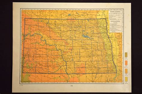 North Dakota Map North Dakota Topographic Map Colorful Colored | Etsy