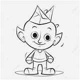 Elf Coloring Pages For Kids Vector Basic  sketch template