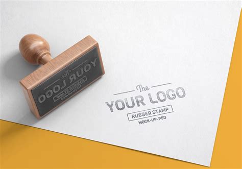 Rectangle Wooden Rubber Stamp Mockup PSD free - PsFiles