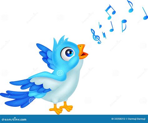 Cartoon Blue Bird Sing stock vector. Illustration of announcement - 33358312