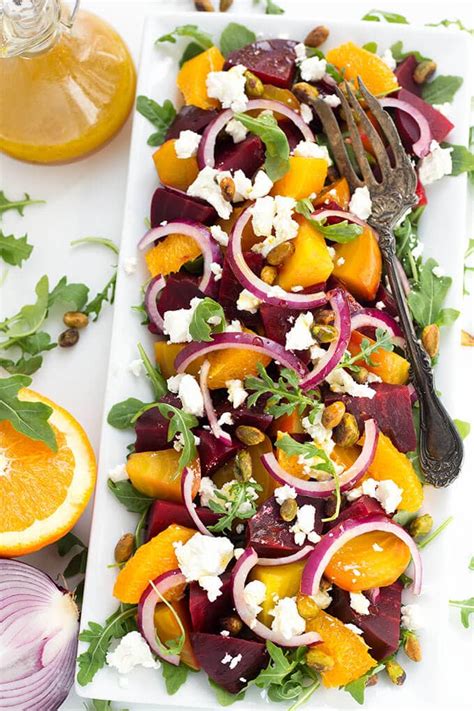 roasted beet and goat cheese salad with orange vinaigrette