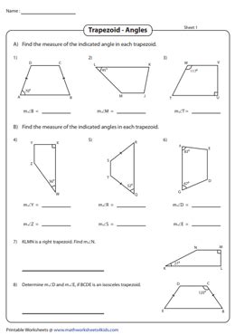 Properties Of Trapezoids And Kites Worksheet Answer Key