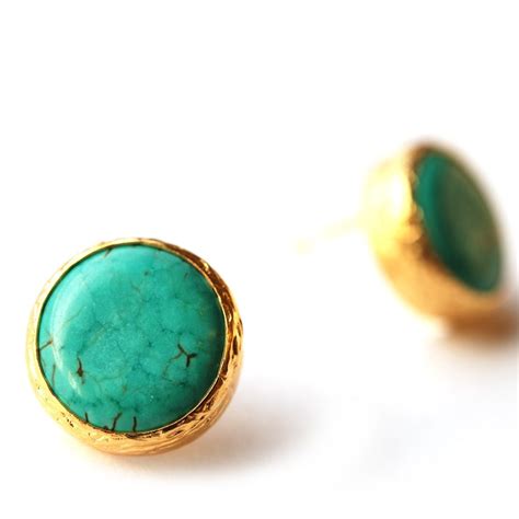 Turquoise Stud Earrings in 18K gold Vermeil over Sterling