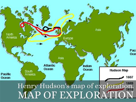 Map Of Henry Hudson Voyages