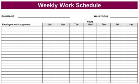 Free Printable Monthly Work Schedule Template - Free Printable