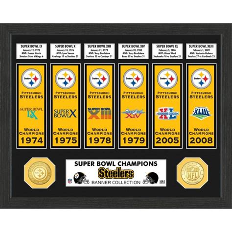 Pittsburgh Steelers Super Bowl Banner Collection Bronze Coin Photo Mint