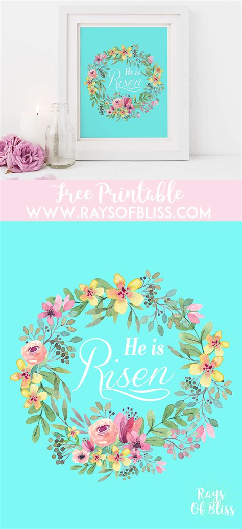 He is Risen Easter Free Printable. 8x10 art print from Rays of Bliss.