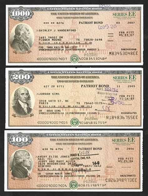 U.S. Savings Bond, Series EE "Patriot Bonds", ca. 2005-2007 Bond Trio.