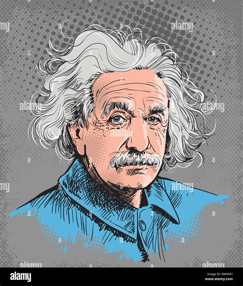 Albert Einstein portrait in line art illustration. He was a German-born theoretical physicist ...