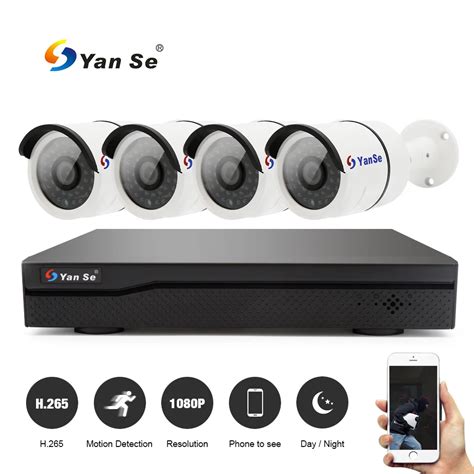 YanSe H.265 4Channel 1080P POE NVR Kits 4pcs IP Camera Security Video ...