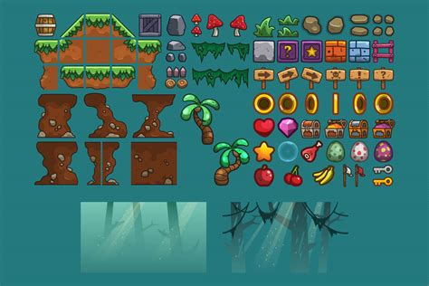 Jungle Platformer 2D Game Tileset - CraftPix.net