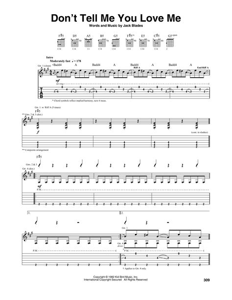 Don't Tell Me You Love Me by Night Ranger - Guitar Tab - Guitar Instructor