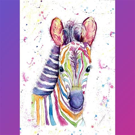 Zebra print. Zebra Rainbow greeting card. Zebra Rainbow art. | Etsy | Zebra art, Rainbow art ...