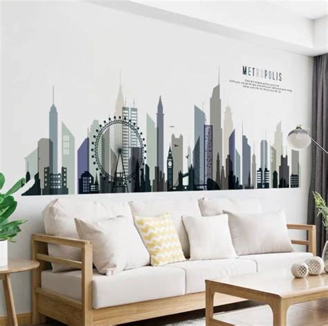 City wall decal City skyline decals Gotham city decal vinyl | Etsy