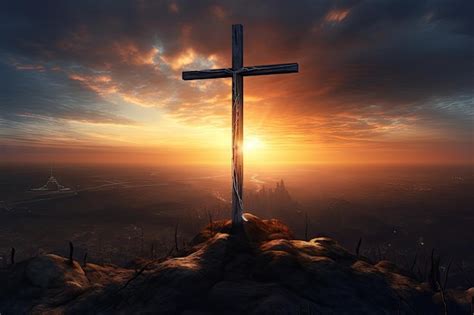 Premium AI Image | Jesus Christ s crucifixion cross during sunset