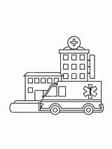 Easy Hospital Building Coloring Page Printable For Kids  sketch template