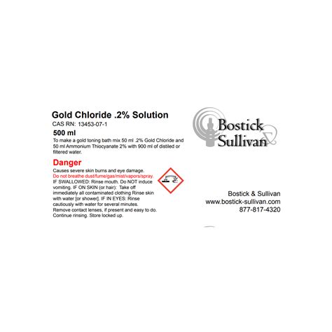 .2% Gold Chloride Solution - Bostick & Sullivan