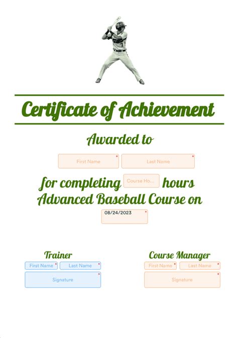 Baseball Certificate Template - Sign Templates | Jotform