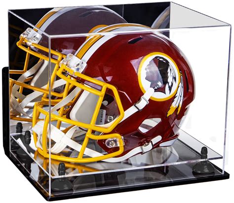 Deluxe Acrylic Football Helmet Display Case with Mirror, Wall Mount, Black Risers and Clear Base ...