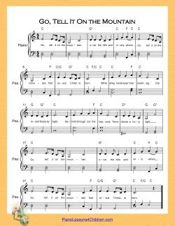 Go, Tell It On the Mountain - lyrics, videos & free sheet music for piano