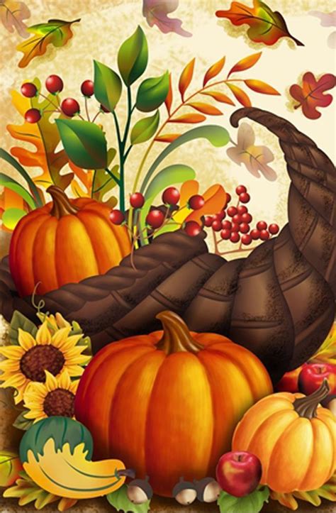 Cornucopia & Berries Fall Garden Flag Autumn Decorative Pumpkins ...