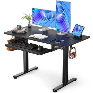 Electric Standing Desk with Full Size Keyboard Tray, Adjustable Height Sit Stand Up Desk, Home ...