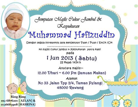 kad aqiqah murah , cukur jambul, kesyukuran,house warming,bersunat ...