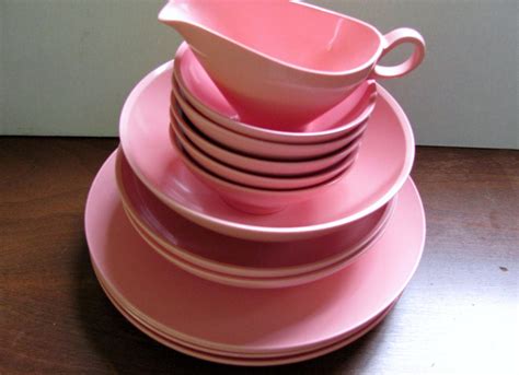 Flamingo Pink Melmac Dinnerware Set Boontonware