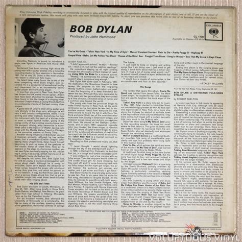 Bob Dylan ‎– Bob Dylan (1962) Mono Vinyl – Voluptuous Vinyl Records