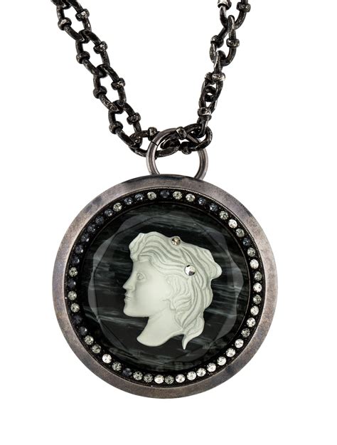 Lanvin Crystal Cameo Brooch Pendant Necklace - Necklaces - LAN56814 | The RealReal