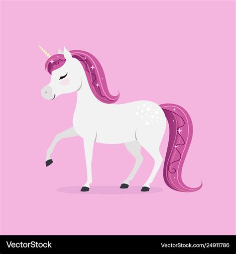 Cute unicorn on pink background Royalty Free Vector Image