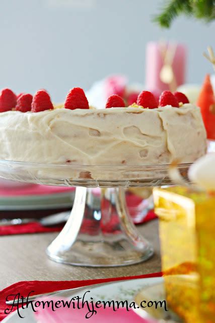 Homemade Sponge Cake With Buttercream Frosting and Raspberries Mary ...