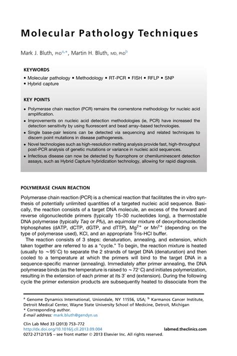 (PDF) Molecular Pathology Techniques