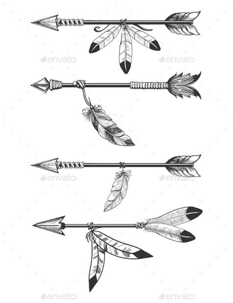 Arrows With Feathers And Beads | Arrow tattoo design